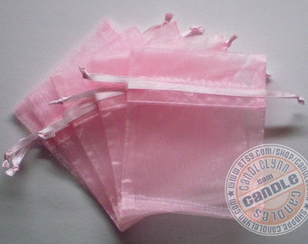 10 - 3x4 PINK Sheer Organza Bags - Party favors, jewelry, gifts, sachets and much, much more