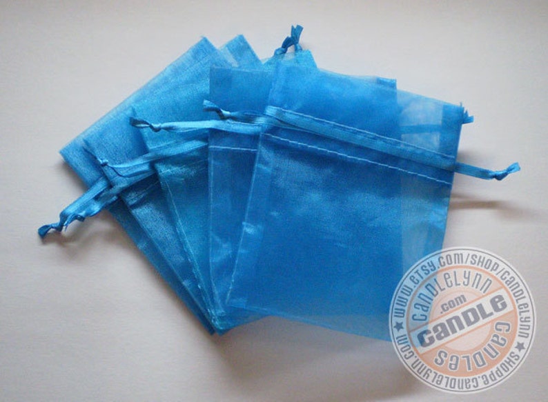 10 4x6 TURQUOISE Sheer Organza Bags image 1