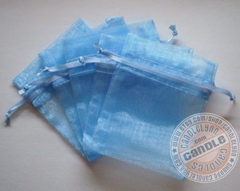 30 - 3x4 LIGHT BLUE Sheer Organza Bags - Party favors, jewelry, gifts, sachets and much, much more