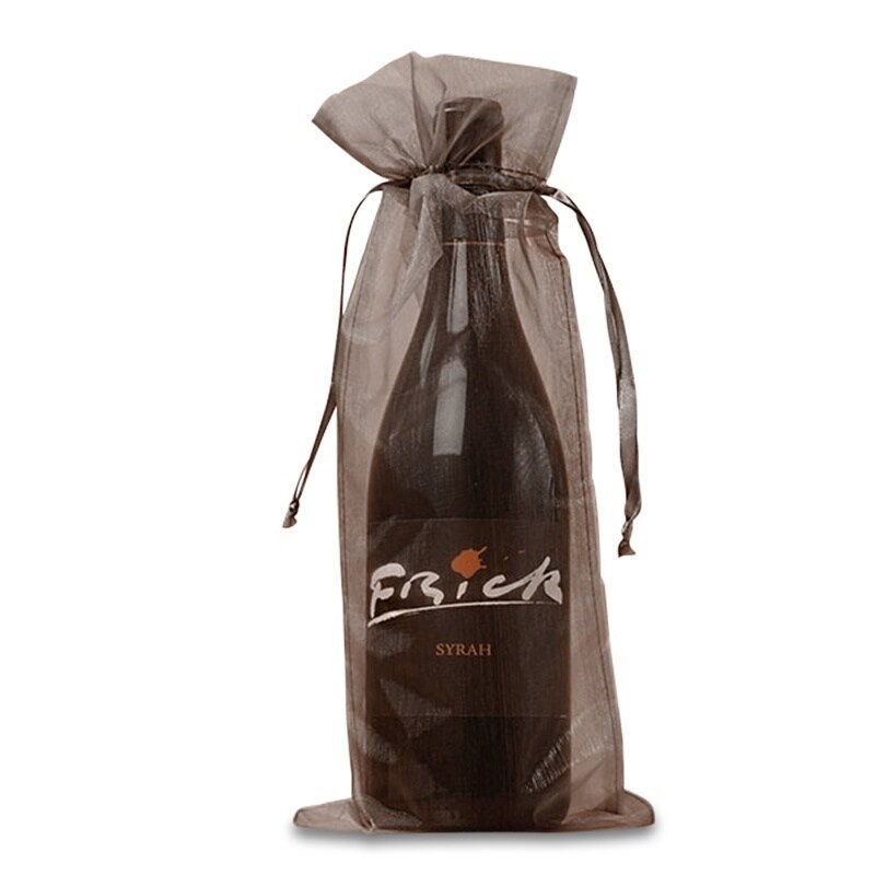 6 x 15 GRAY Wine Bottle Organza Bag