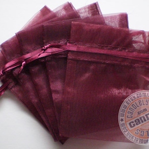30 - 3x4 WINE  Sheer Organza Bags - Party favors, jewelry, gifts, sachets and much, much more