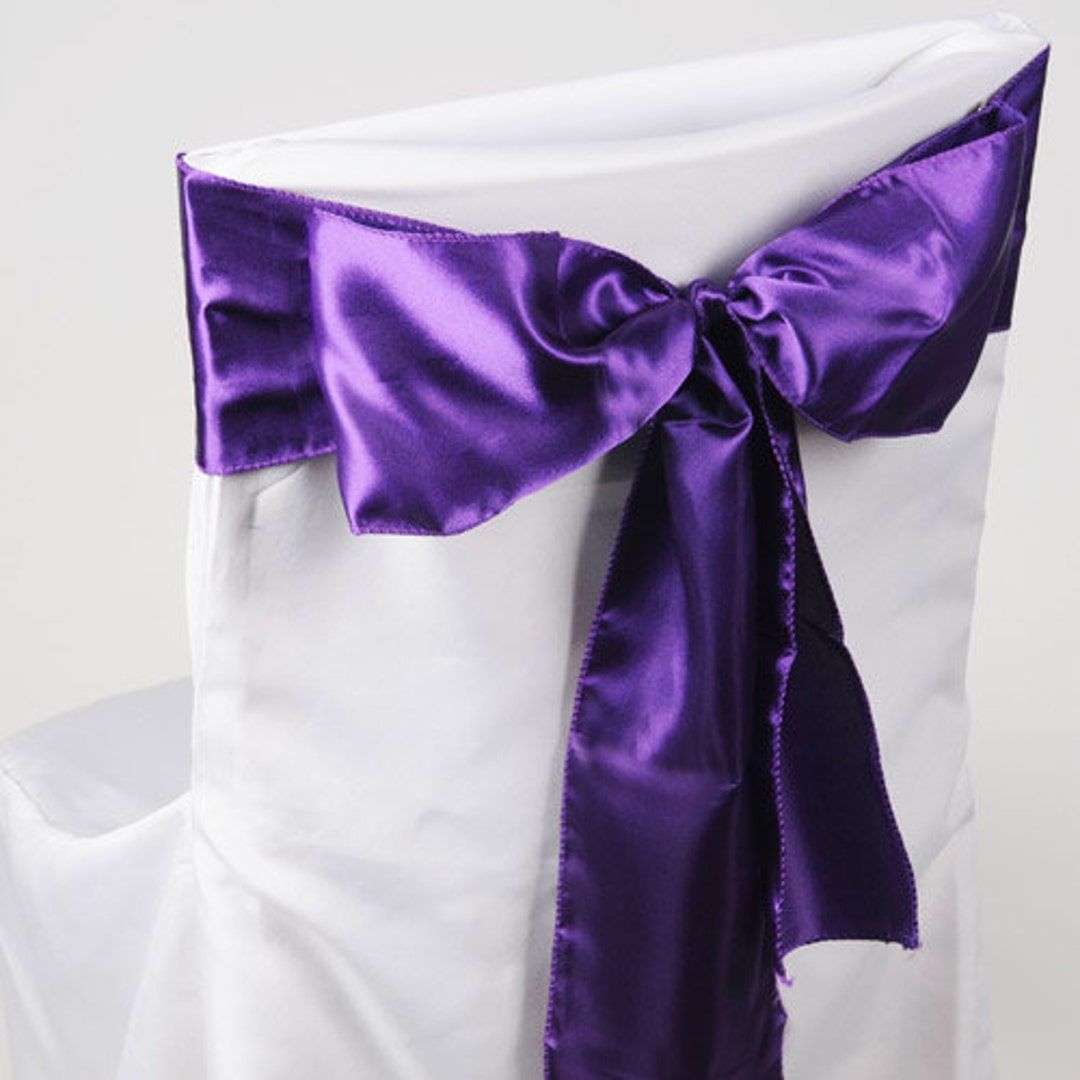 Satin Chair Sash 6 in X 106 in - PURPLE - Great for Weddings or Parties ...