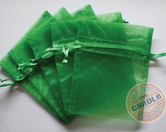 10 - 4x6 EMERALD GREEN Sheer Organza Bags