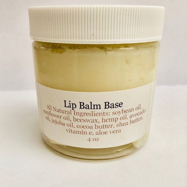 NEW FORMULA - Natural Lip Balm Base -  8 oz Jar - Made with Jojoba Oil, Shea and Cocoa Butters
