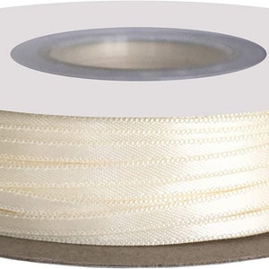 1/8&quot; x 100 yds IVORY Double Faced Satin Ribbon -  Weddings, Crafts, Gifts and much, much more