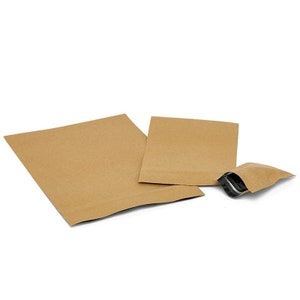 10 - 4 x 6 KRAFT PAPER POUCH with Foil Lining - Salts, Powders, Creams, Lotion, Shampoo, Masks, Seeds, Candy, Samples and more