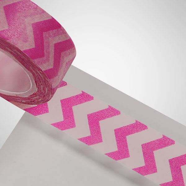 9/16" X 10 Yds White/Pink Zig Zag Washi Tape