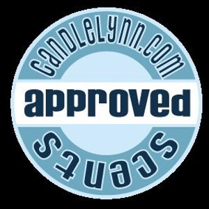 May include: A blue and white round sticker with the text "candlelyn.com" and "approved" in a white banner.