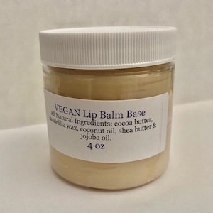 VEGAN #1 - 4 oz Natural Lip Balm Base - Made with Cocoa Butter, Candelilla Wax, Coconut Oil, Shea Butter & Jojoba Oil