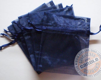 10 - 3x4 NAVY BLUE Sheer Organza Bags - Party favors, jewelry, gifts, sachets and much, much more