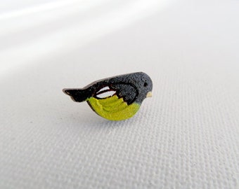 Bird laser cut wooden tie tack pin - Pop