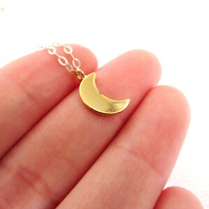 Gold plated crescent moon charm pendant sterling silver necklace Selene image 5
