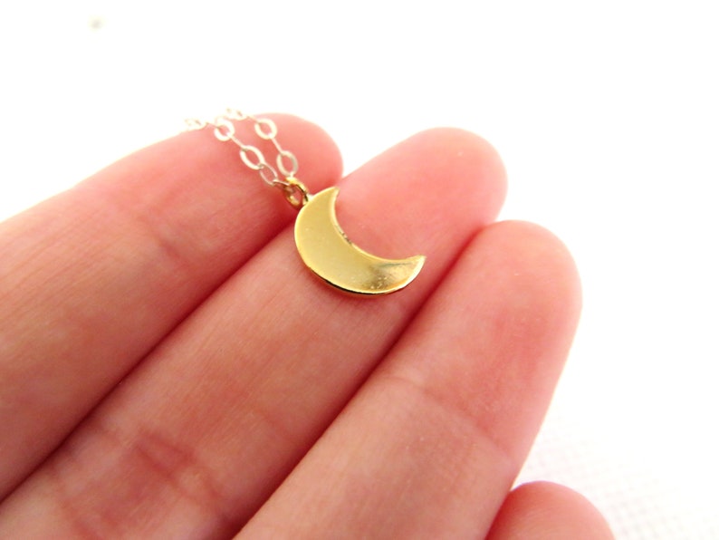 Gold plated crescent moon charm pendant sterling silver necklace Selene image 5