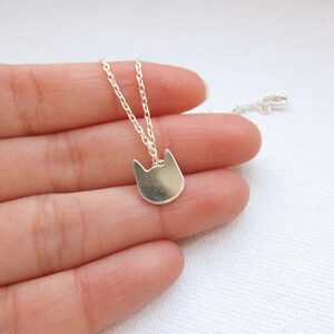 Silver plated cat charm pendant sterling silver necklace Meow image 4