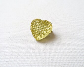 Rhinestone resin heart brooch pin - Disco Heart in Lemon Yellow