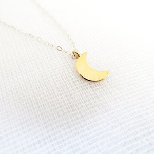 Gold plated crescent moon charm pendant sterling silver necklace Selene image 2