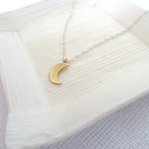 Gold plated crescent moon charm pendant sterling silver necklace Selene image 4