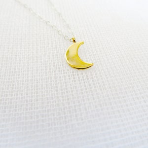 Gold plated crescent moon charm pendant sterling silver necklace Selene image 3