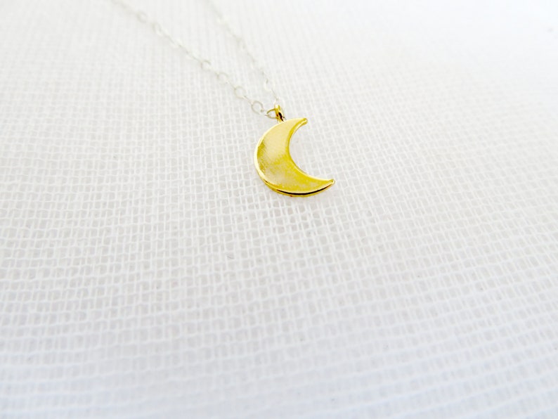 Gold plated crescent moon charm pendant sterling silver necklace Selene image 3