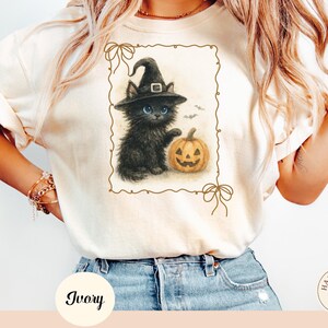 Halloween Witch Shirt, Cat Comfort Colors Shirt, Pumpkin Shirt, Spooky Cute, Cat Lover Gift, Cute Cat Shirt, Vintage Cat shirt, Cat Mom Gift