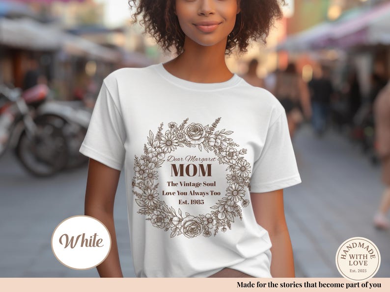 Personalized Mama Shirt Floral Vintage Mom Tee Custom Name Shirt Mothers Day Gift for Mom Aesthetic Coquette Mom Tee birth flower mom shirt immagine 11