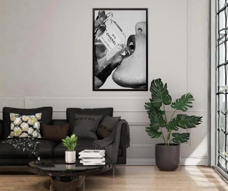 Lámina de pared CHANEL n.° 5 / Póster de moda en blanco y negro / Decoración de lujo para baño y dormitorio imagen 5