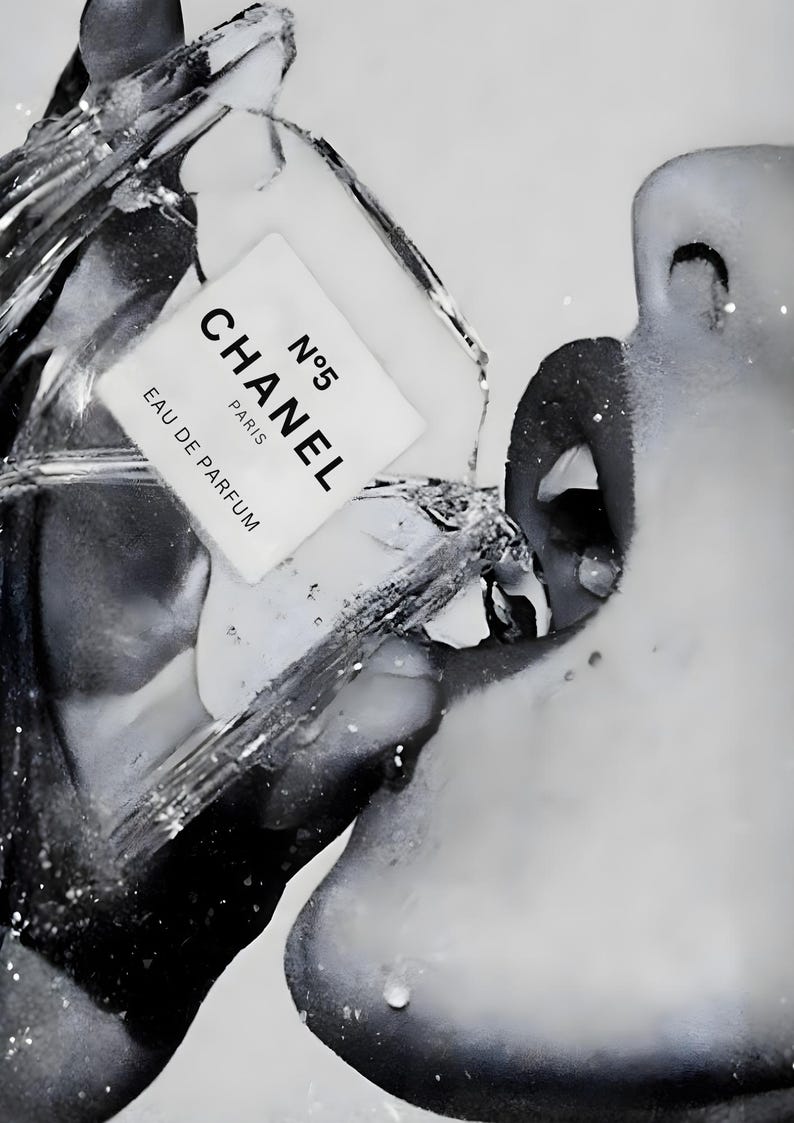 Lámina de pared CHANEL n.° 5 / Póster de moda en blanco y negro / Decoración de lujo para baño y dormitorio imagen 4