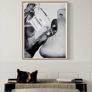 Lámina de pared CHANEL n.° 5 / Póster de moda en blanco y negro / Decoración de lujo para baño y dormitorio imagen 1