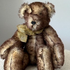 Urso de pelúcia mohair feito à mão: pelúcia vintage colecionável com olhos de vidro