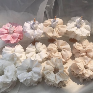 Scrunchies lace, Double layer Scrunchies, Valentine gift, Large French style Scrunchies for Bun, Bridal Shower Gift