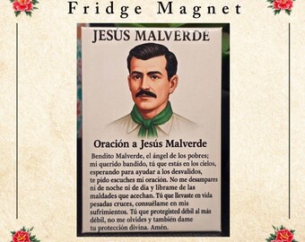 Jesus Malverde Mexican Folk Saint prayer Fridge magnet