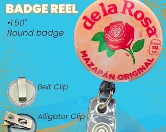 Mazapan Mexican Candy retractable badge reel-badge reel- Name tag holder - ID Tag - Badge Clip