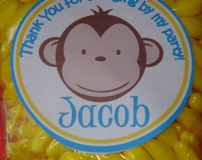 Personalized Mod Monkey Party Favor 2OZ of Banana Runts With Custom