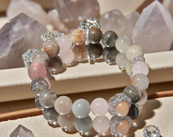 10mm Phantom Quartz Bracelet: Lodolite Garden Crystal Healing Jewelry