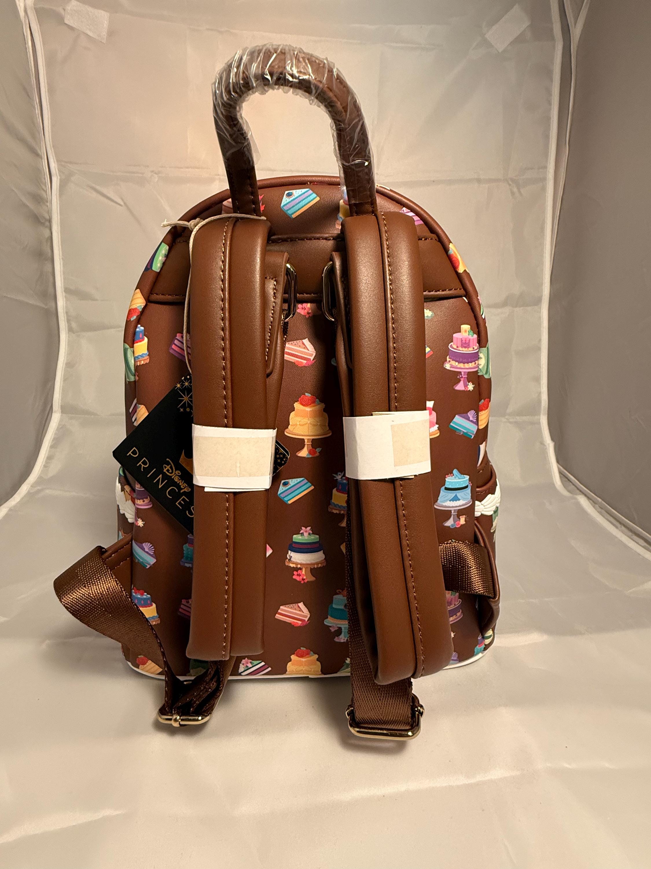 Loungefly Brown Mini Backpack with Colorful Disney Princess Cake Print Springtime is in full bloom ? and we are so excited to  main image 3