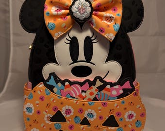 Disney Loungefly Minnie Mouse Halloween-rugzak – bloemenpompoen, glow-in-dark (NWT)