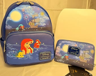 Loungefly Little Mermaid Ariel Fireworks Light-Up Backpack & Wallet Set | Disney Parks Exclusive | Ariel Mini Backpack Bundle