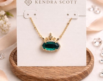 Collar con colgante azul de Kendra Scott, collar con corona de princesa de cristal turquesa, regalo para ella.