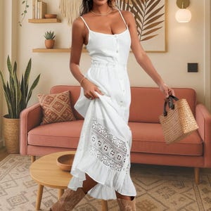 Boho Floral Maxi Dress Women’s Sleeveless V-Neck Summer Beach Dress Elegant Casual Pleated Hem Sundress Gift for Her
