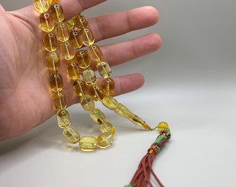 Unique 54g Baltic Amber Tasbih – 35 Barrel Beads