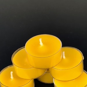 Beeswax Tealights - 100% Natural Beeswax - 6 pack - organic beeswax candle