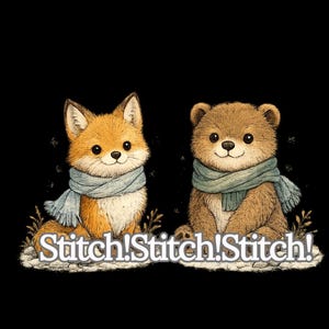 PDF&DIZE [Cozy Bear and Fox]  Cross Stitch Pattern|  25ct | 79Colors | W250×H160