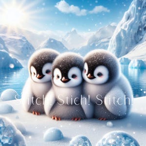 PDF [Fluffy Penguins]  Cross Stitch Pattern| Pattern Keeper |  25ct Evenweave | 122 Colors | W300×H300