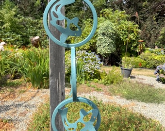Triple Metal Rings with Metal Koi Garden Decor
