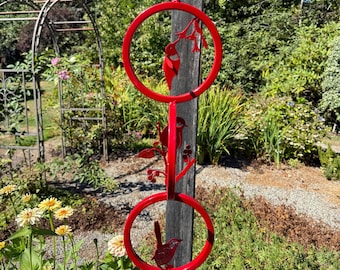 Triple Metal Rings with Metal Birds Garden Decor