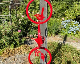 Triple Metal Rings with Metal Birds Garden Decor