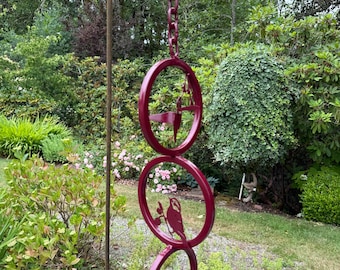 Triple Metal Rings with Metal Birds Garden Decor