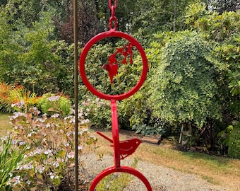 Triple Metal Rings with Metal Birds Garden Decor