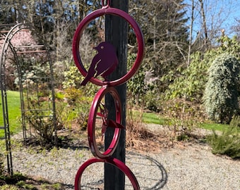 Triple Metal Rings with Metal Birds Garden Decor
