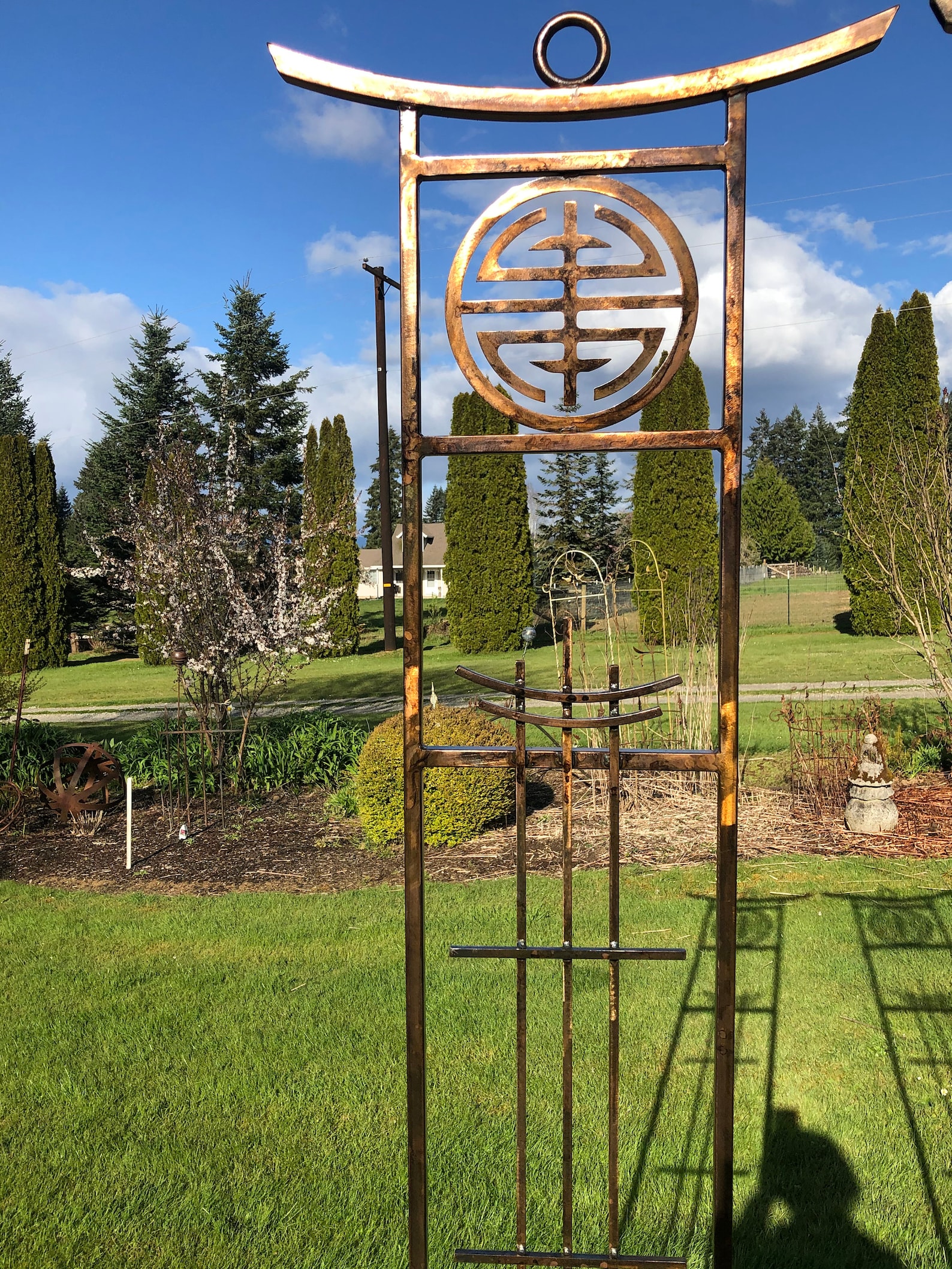 Metal Garden Trellis with Japanese Kanji Symbol for | Etsy